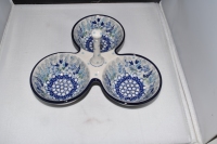 Triple Bowl Blue Garden Bunzlau Castle